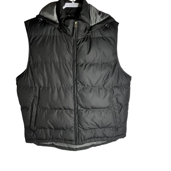 St Johns Bay Mens Black Puffer Vest Jacket With Hood Size large - Picture 2 of 3